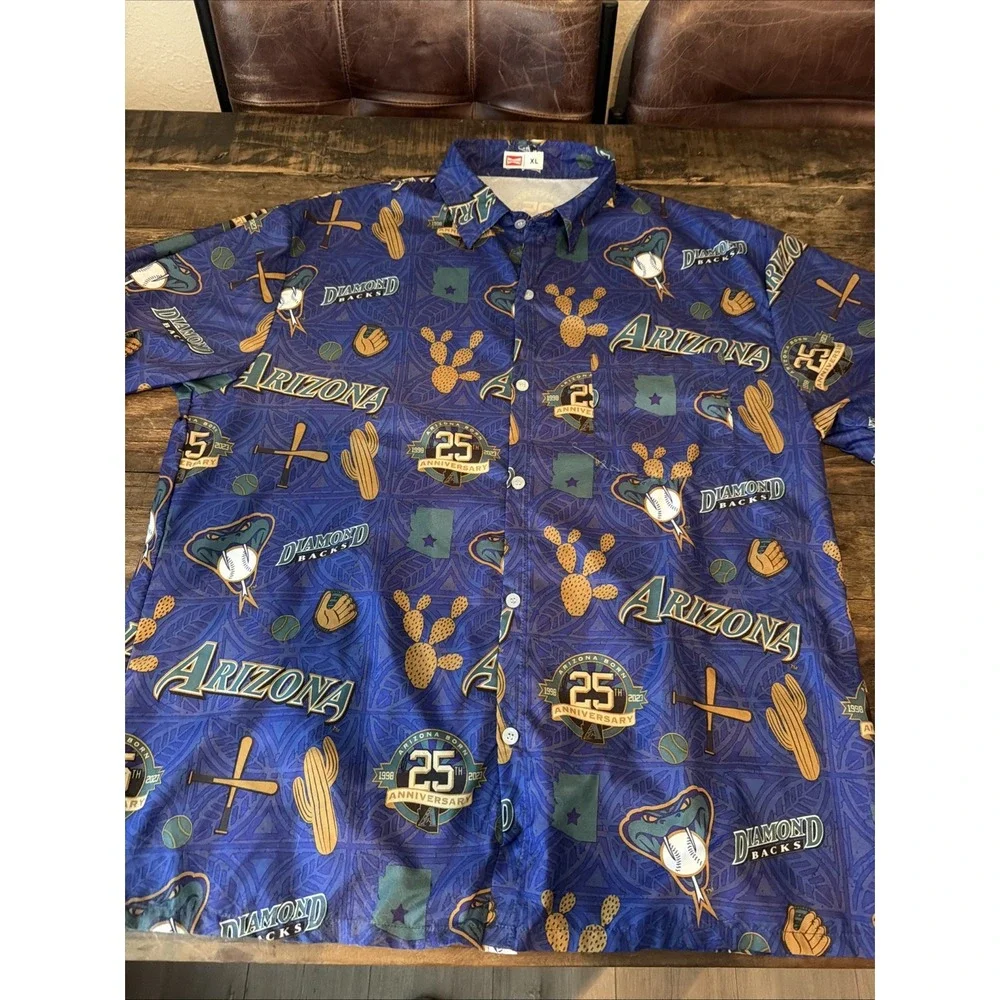 Arizona Diamondbacks 25th Anniversary Hawaiian Shirt Mens Size XL Budweiser!